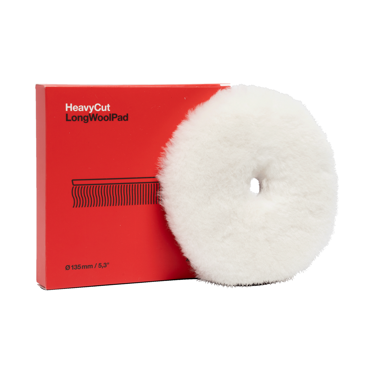 Koch-Chemie Heavy Cut "Long" Wool Pad — Lammfell-Polierpad "Rot" (Langflorig) 1 Stück / Ø 135 mm / Rot