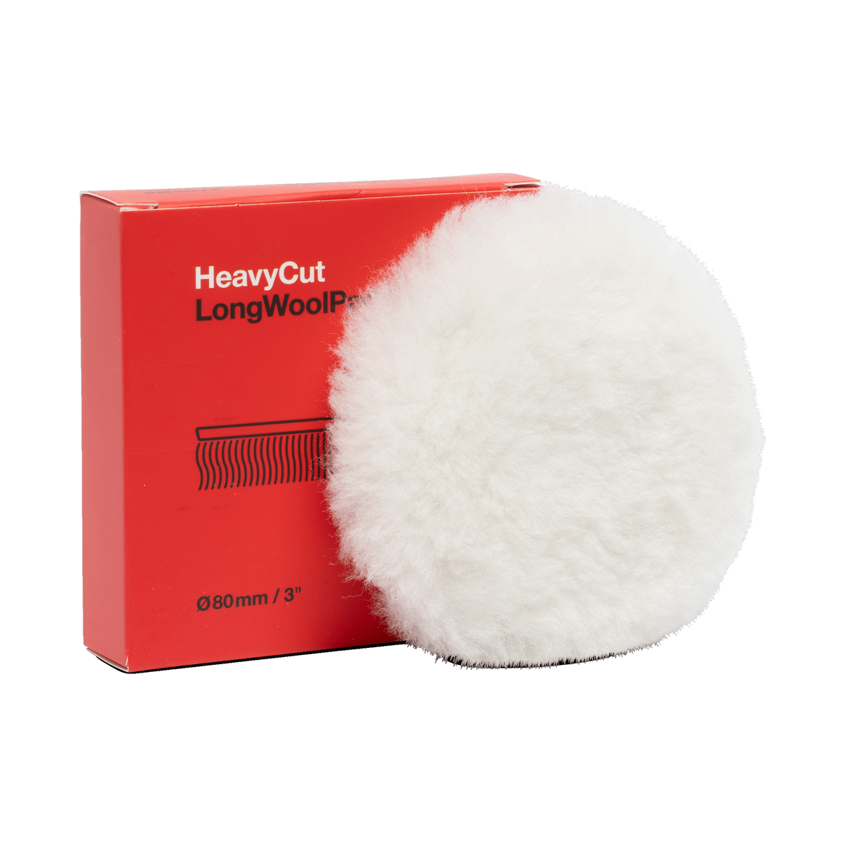 Koch-Chemie Heavy Cut "Long" Wool Pad — Lammfell-Polierpad "Rot" (Langflorig) 1 Stück / Ø 80 mm / Rot
