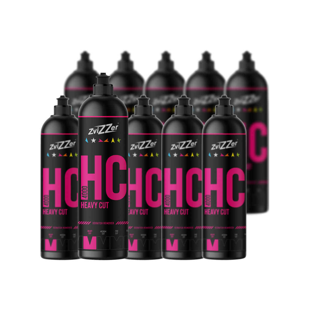 ZviZZer HC 4000 "Heavy Cut" (Rot) — Schleifpolitur 750 ml / 10er-Set