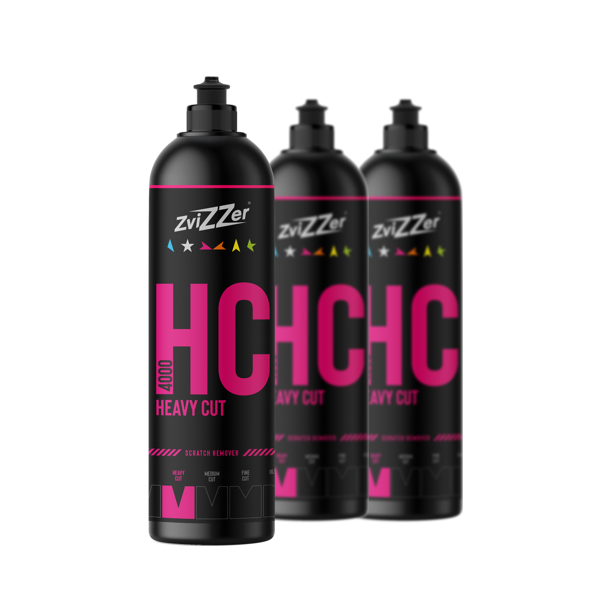 ZviZZer HC 4000 "Heavy Cut" (Rot) — Schleifpolitur 750 ml / 3er-Set