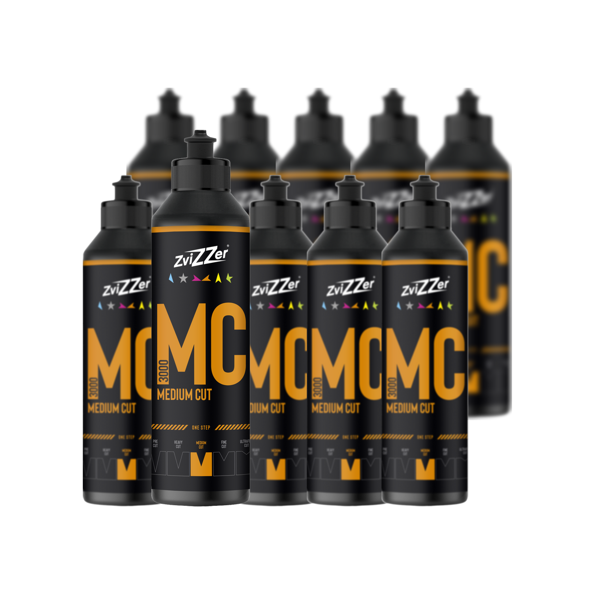 ZviZZer MC 3000 "Medium Cut" (Orange) — One-Step-Politur 250 ml / 10er-Set