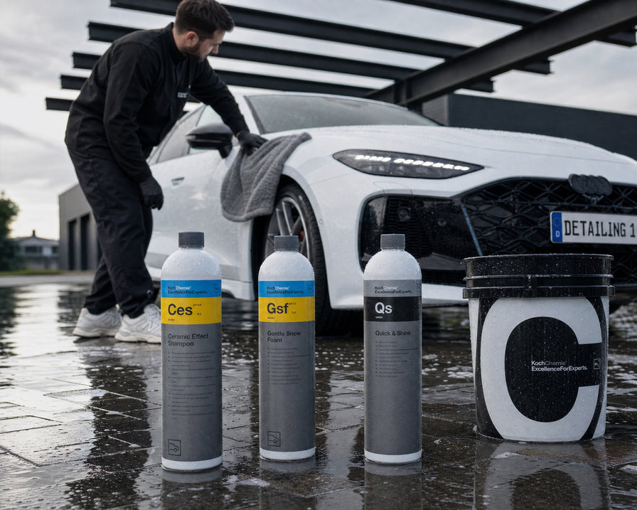Detailing1 Koch-Chemie Spotlight: Gentle Snow Foam Gsf, Ceramic Effect Shampoo Ces, Quick & Shine Qs nach der Regenwäsche