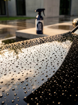 GYEON Q²M CeramicDetailer Wasserperlen Beading auf schwarzem Lack