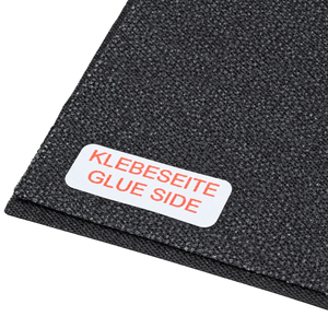 Klebeseite und Gewebestruktur des COLOURLOCK "Glue-Tex" Bügelgewebes für Lederreparaturen