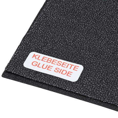 Klebeseite und Gewebestruktur des COLOURLOCK "Glue-Tex" Bügelgewebes für Lederreparaturen