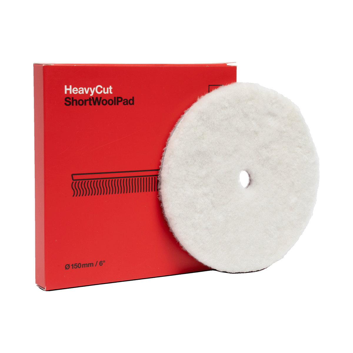 Koch-Chemie Heavy Cut "Short" Wool Pad — Lammfell-Polierpad "Rot" (Kurzflorig) 1 Stück / Ø 150 mm / Rot
